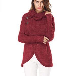 Long Sleeve Asymmetrical Turtleneck Sweater